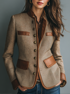 Vintage Trimmed Jacket With Pockets