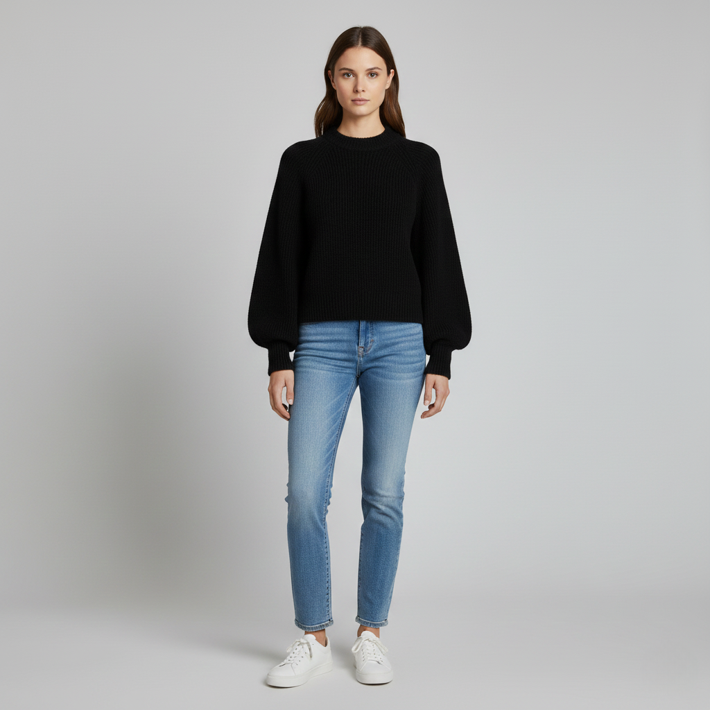 Balloon Sleeve Knit Sweater