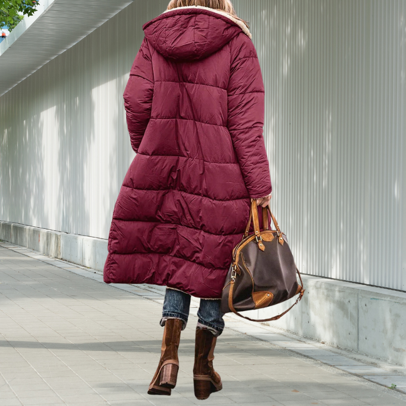 Long Hooded Pocketed Winter Jacket