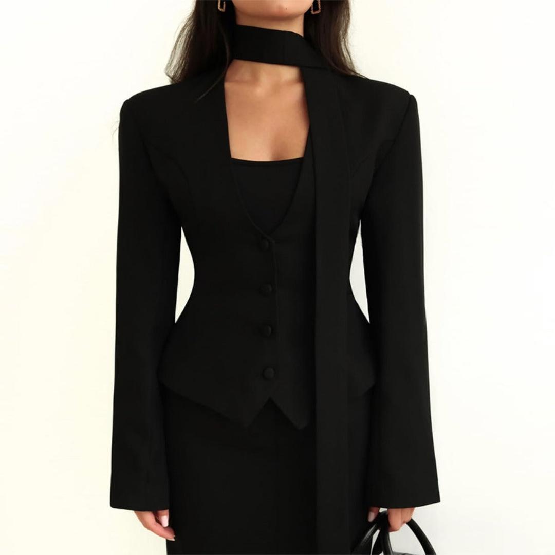 Stylish Women's Blazer With Scarf
