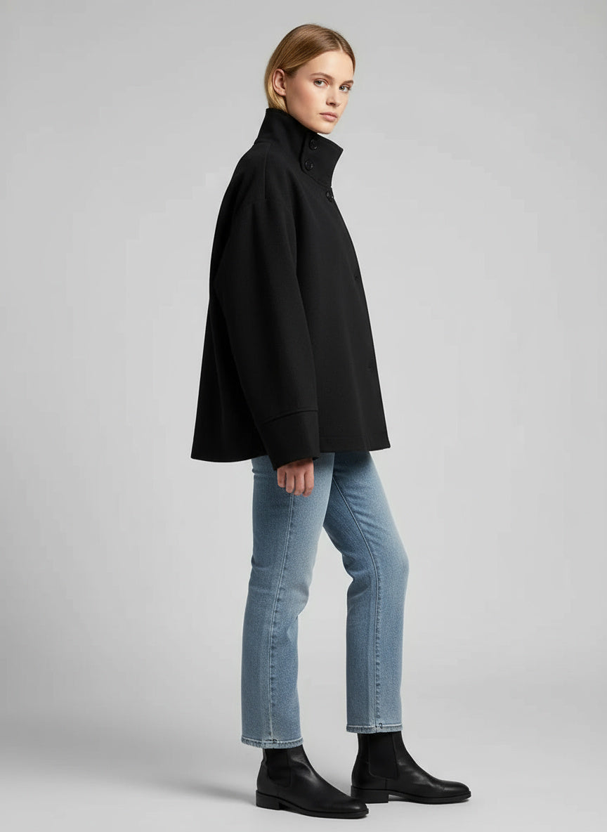 Cropped Stand Collar Women's Jacket