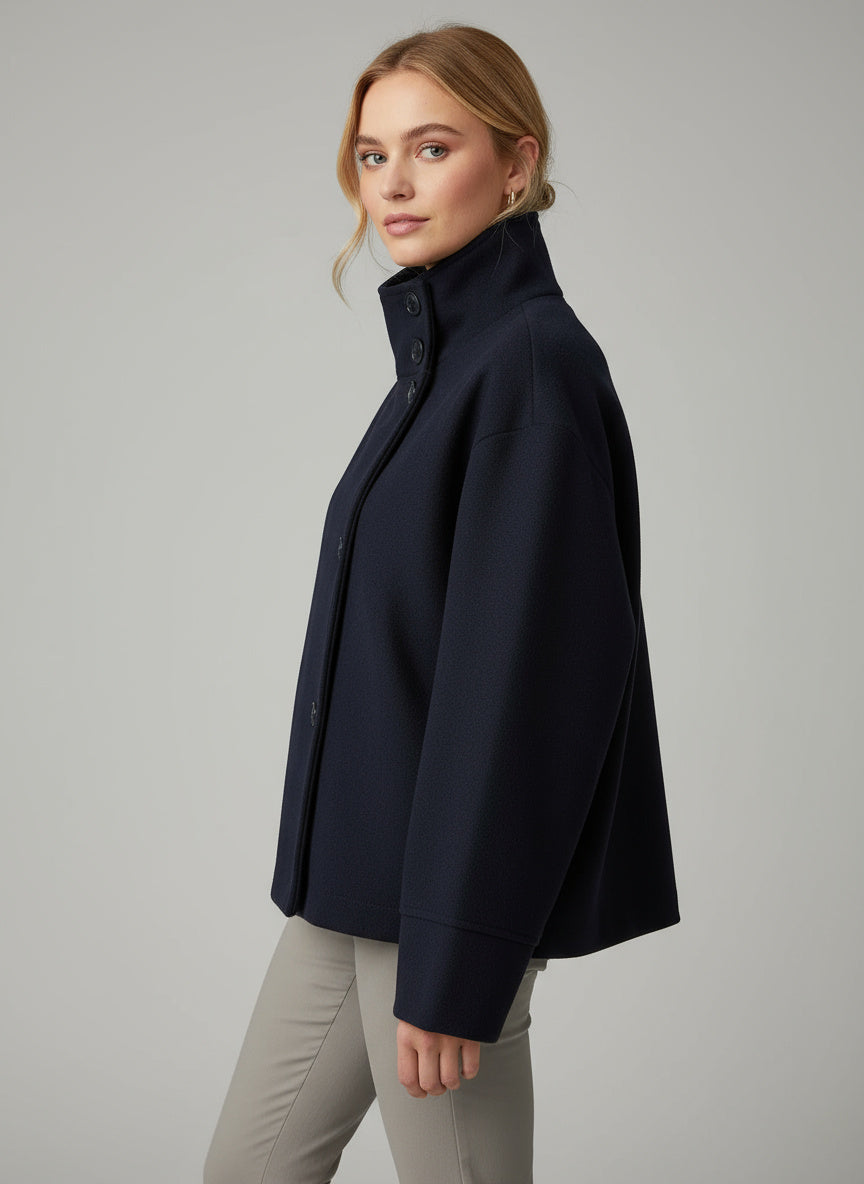 Cropped Stand Collar Women's Jacket