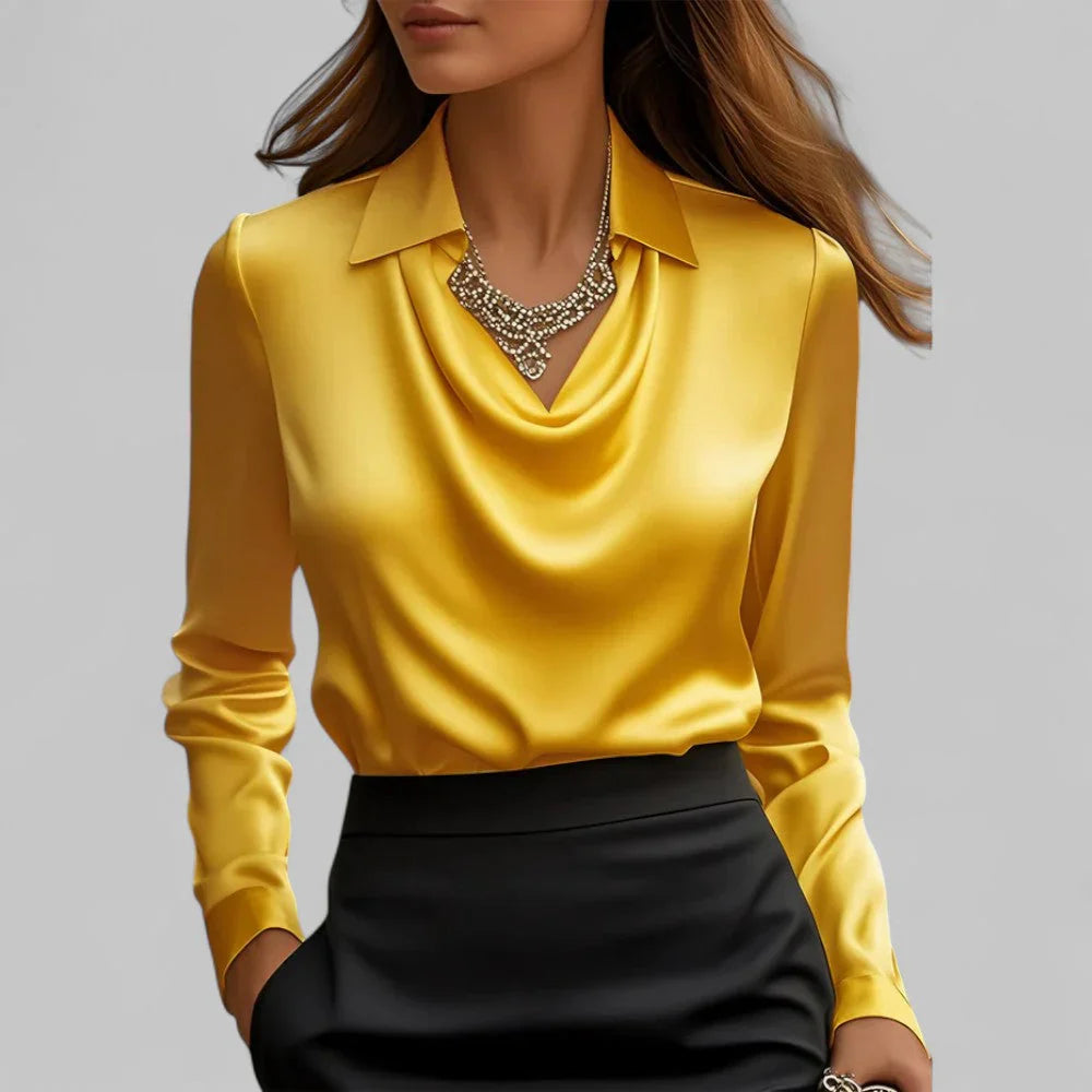 Women’s Satin Drape Neck Blouse