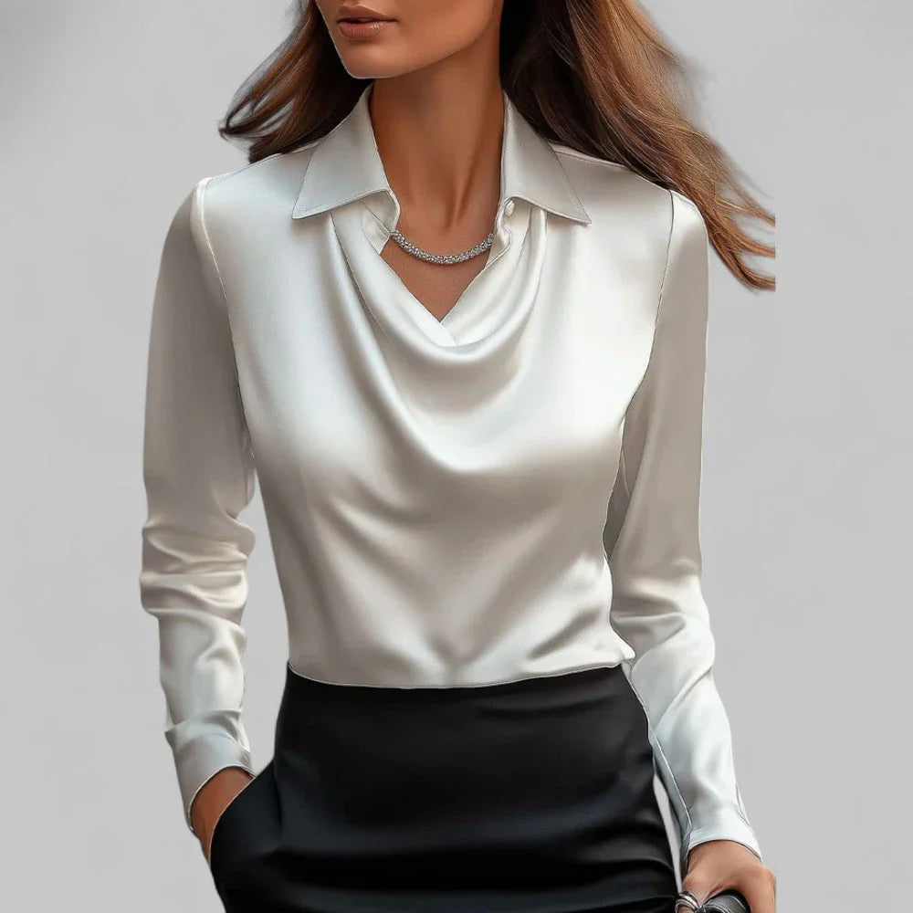 Women’s Satin Drape Neck Blouse