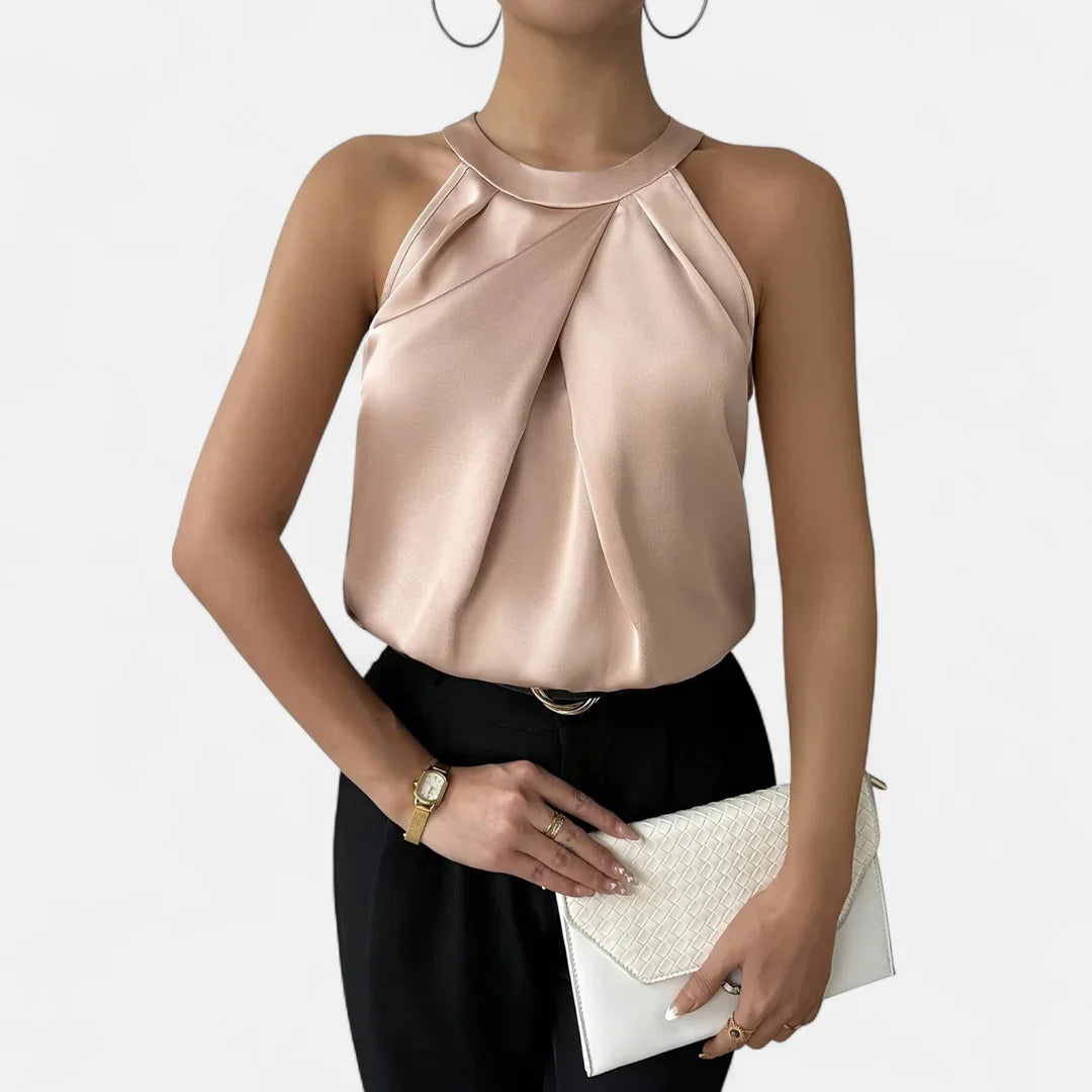 Women’s Pleated Satin Tank Top