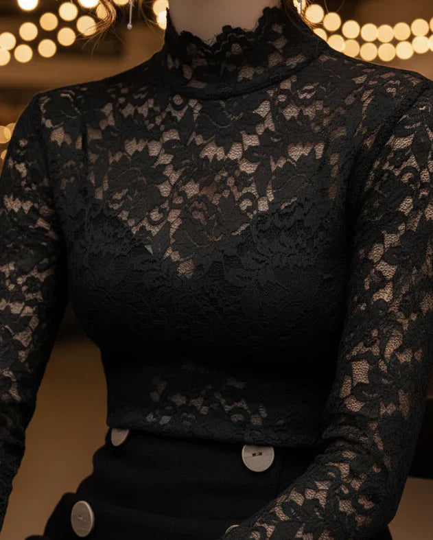 Women’s Floral Lace High Neck Blouse