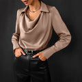 Women’s Satin Drape Neck Blouse