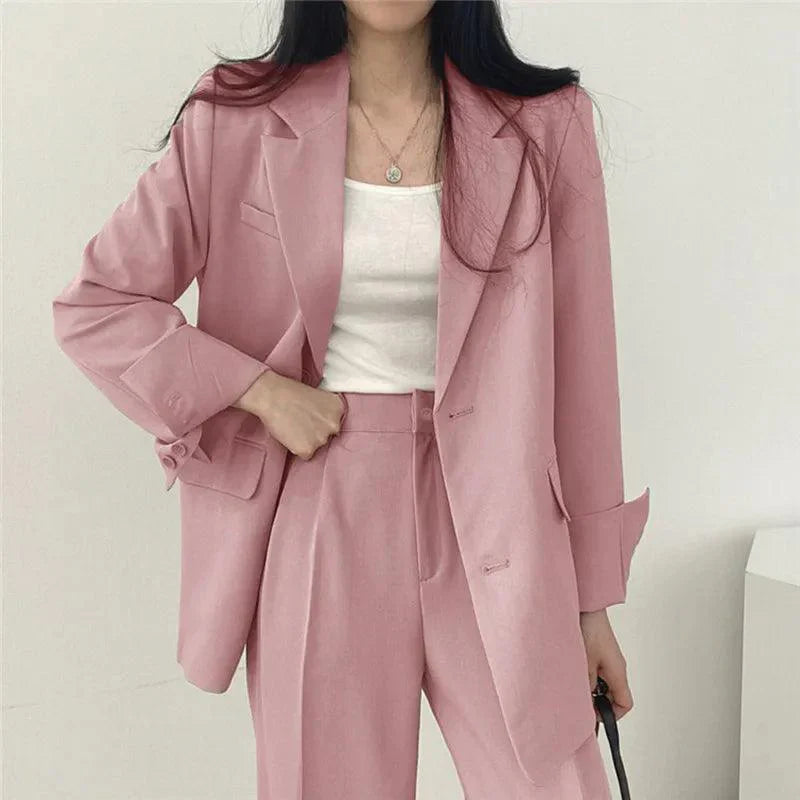 Women’s Suit Set with Long Blazer and Matching Pants