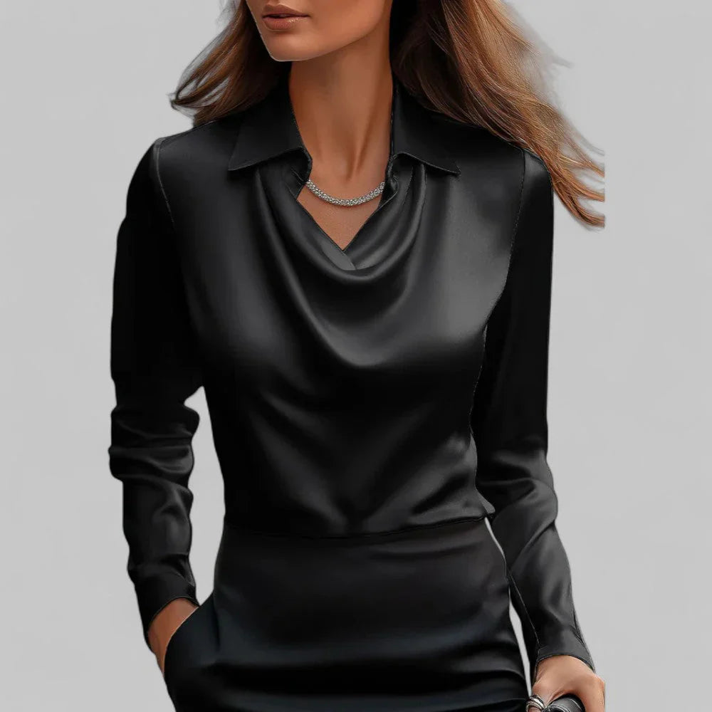 Women’s Satin Drape Neck Blouse