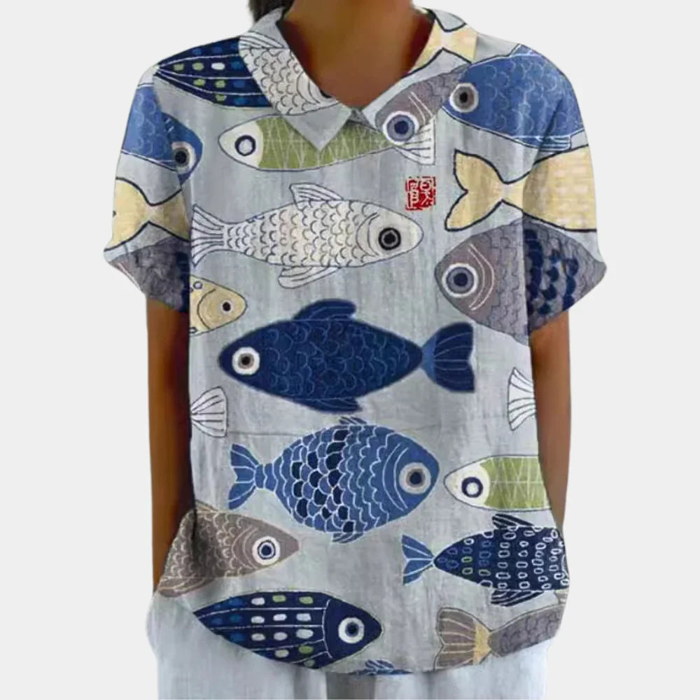 Women’s Floral Print Short Sleeve Blouse