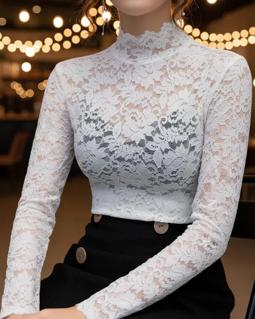 Women’s Floral Lace High Neck Blouse