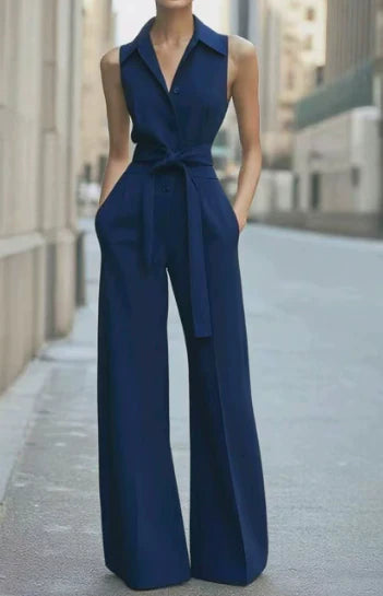 Women’s Sleeveless Wide-Leg Jumpsuit with Relaxed Fit