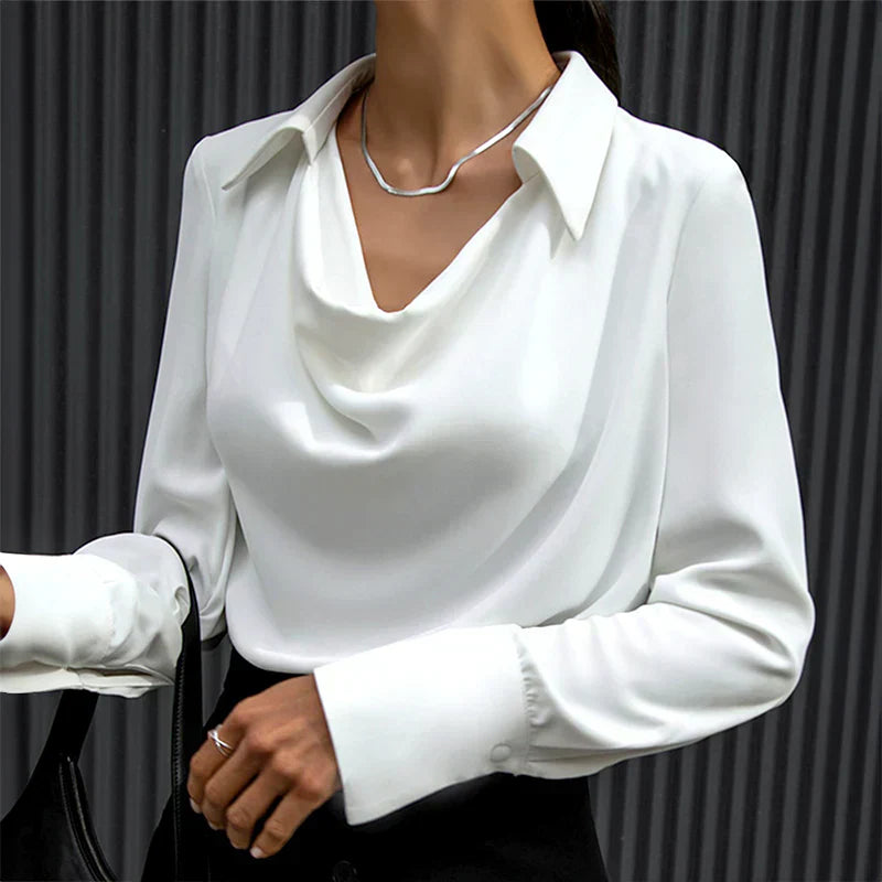 Women’s Satin Drape Neck Blouse