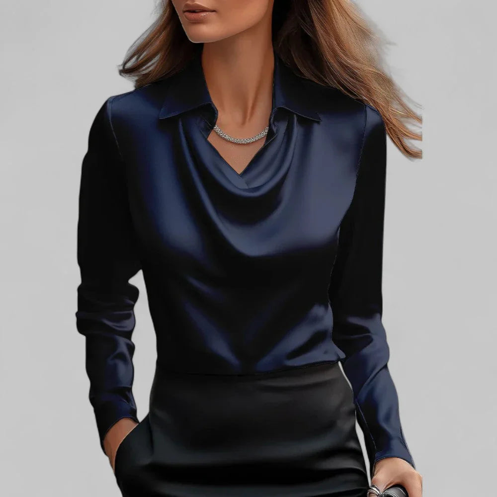 Women’s Satin Drape Neck Blouse