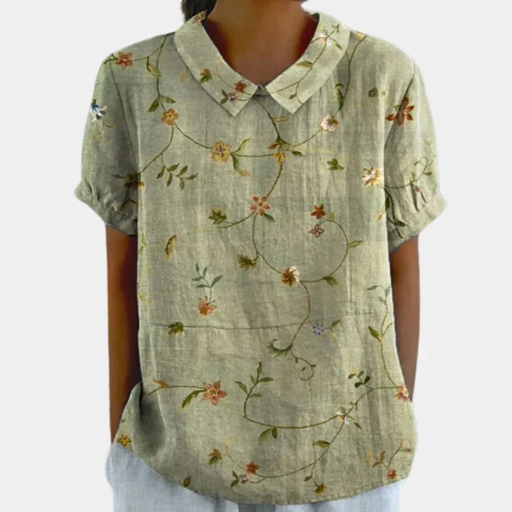 Women’s Floral Print Short Sleeve Blouse