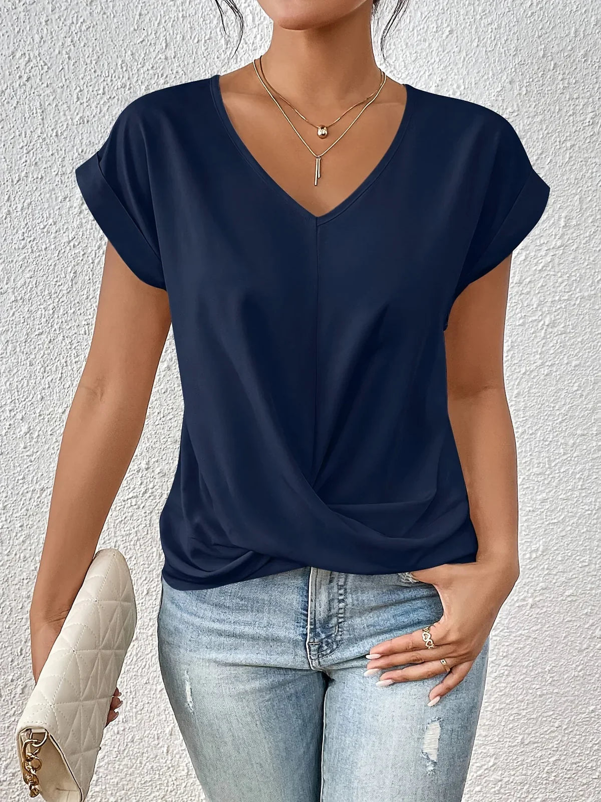 Women’s V-Neck Bow Detail Top