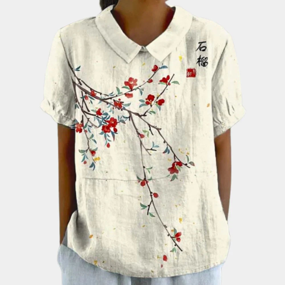 Women’s Floral Print Short Sleeve Blouse