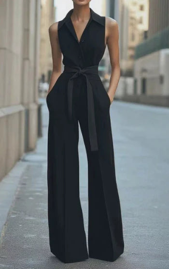 Women’s Sleeveless Wide-Leg Jumpsuit with Relaxed Fit