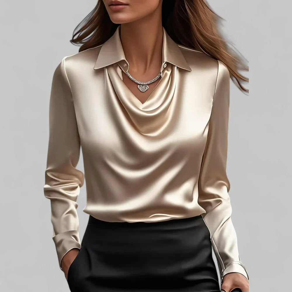 Women’s Satin Drape Neck Blouse