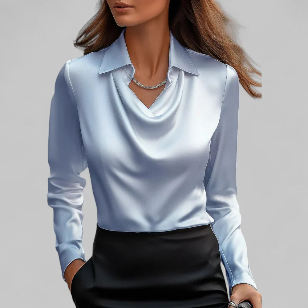Women’s Satin Drape Neck Blouse