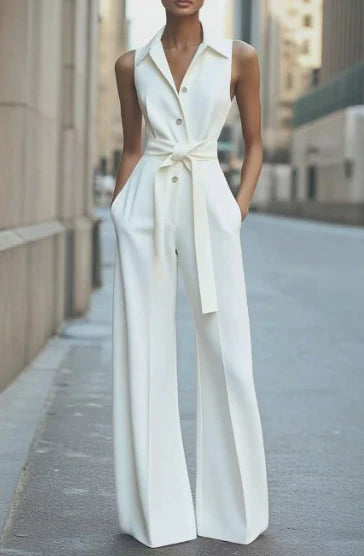 Women’s Sleeveless Wide-Leg Jumpsuit with Relaxed Fit