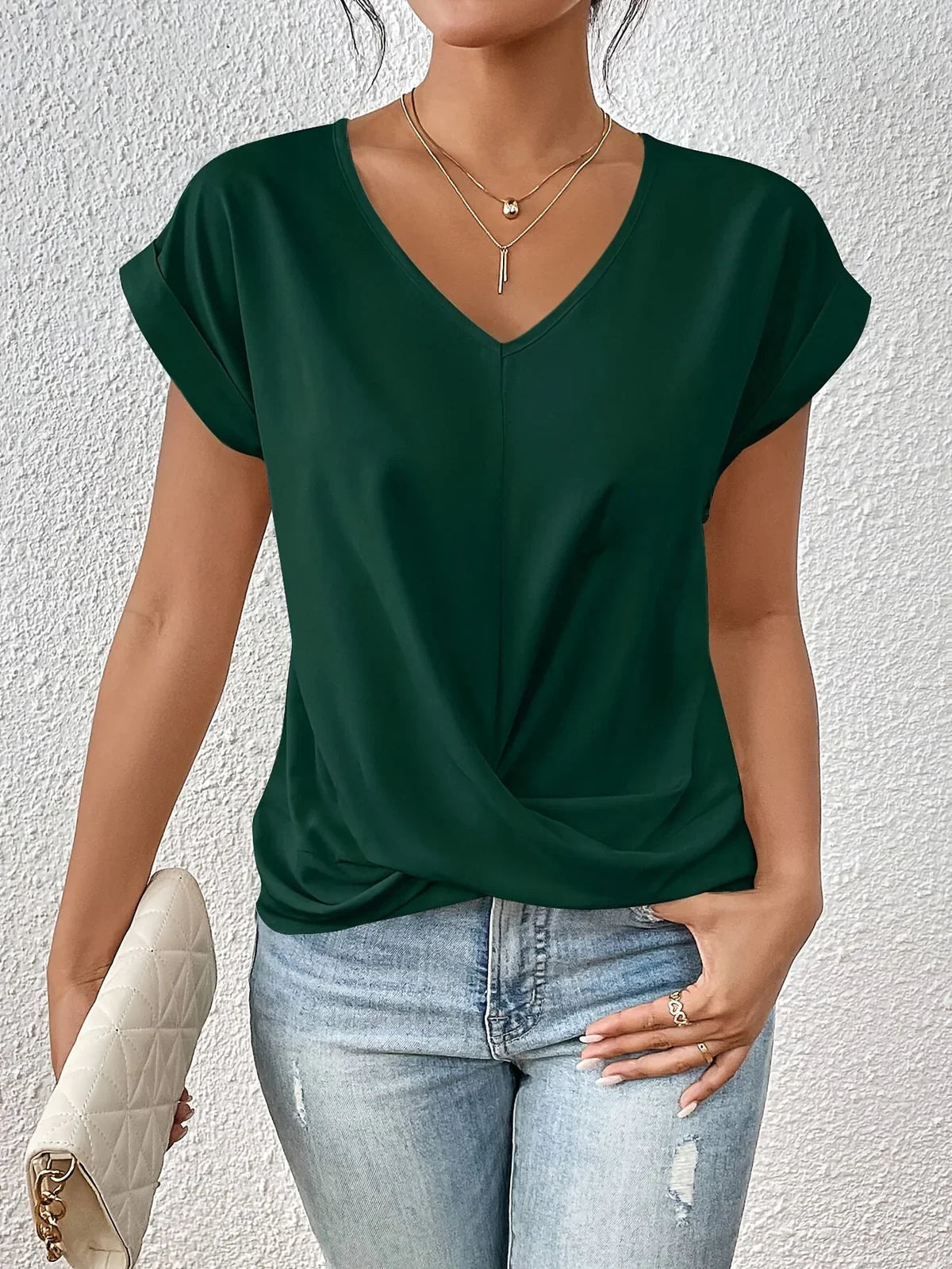 Women’s V-Neck Bow Detail Top