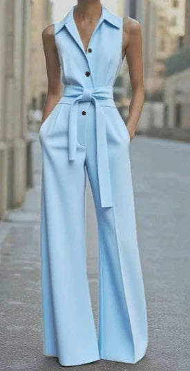 Women’s Sleeveless Wide-Leg Jumpsuit with Relaxed Fit