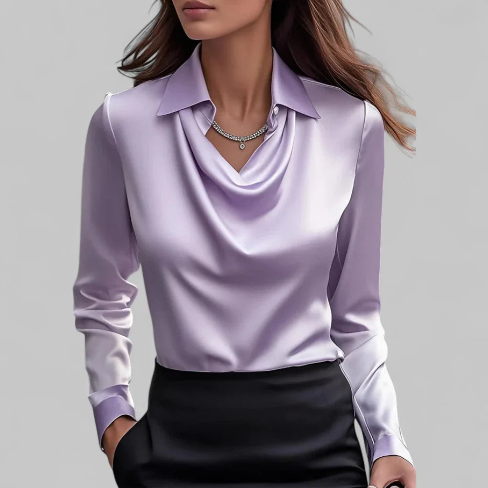Women’s Satin Drape Neck Blouse