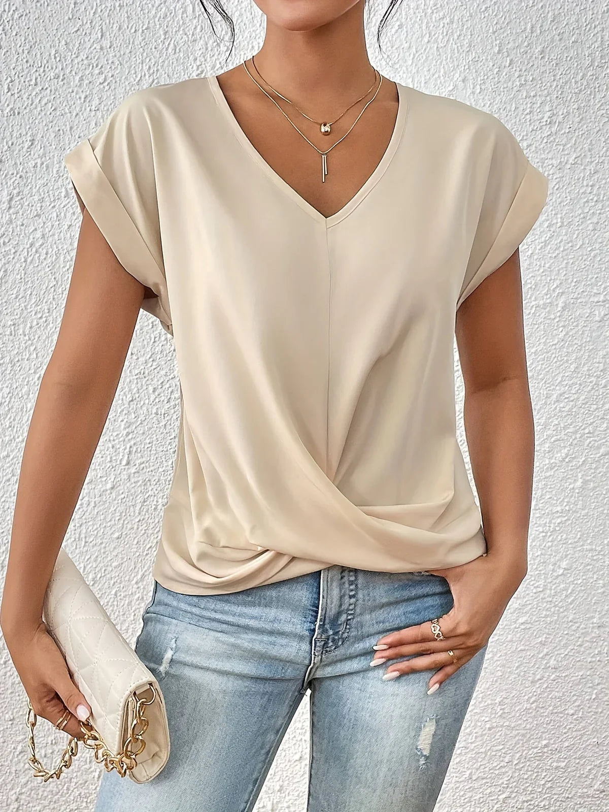 Women’s V-Neck Bow Detail Top