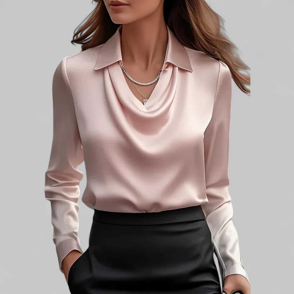 Women’s Satin Drape Neck Blouse
