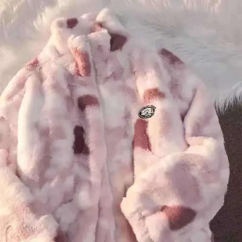 Trendy Tie Dye Fleece Jacket