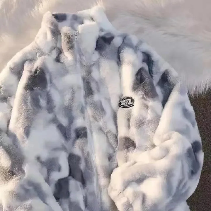 Trendy Tie Dye Fleece Jacket