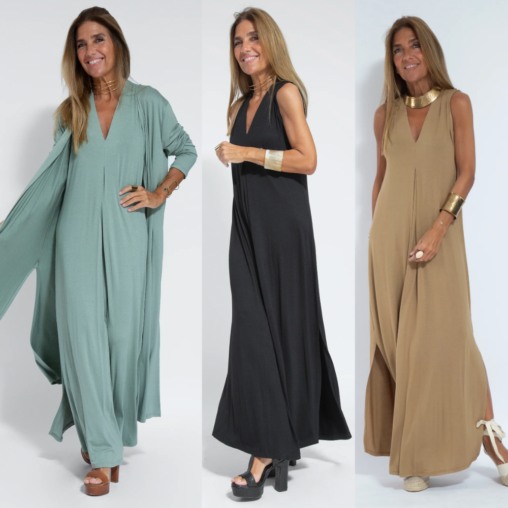 Maxi Dress and Vest Set – Sleeveless Full-Length Gown