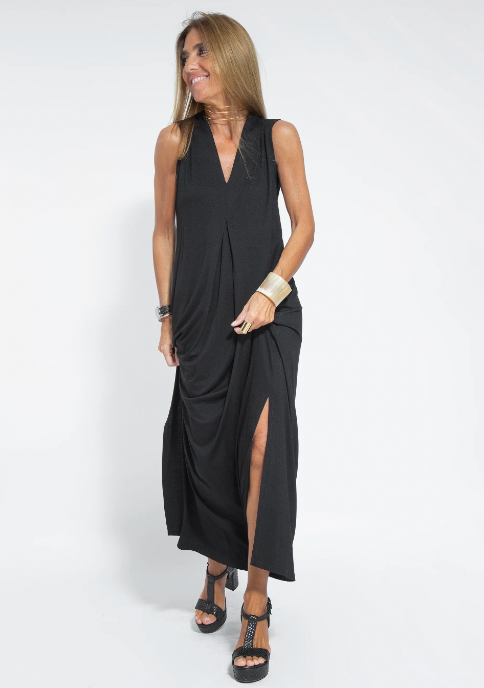 Maxi Dress and Vest Set – Sleeveless Full-Length Gown
