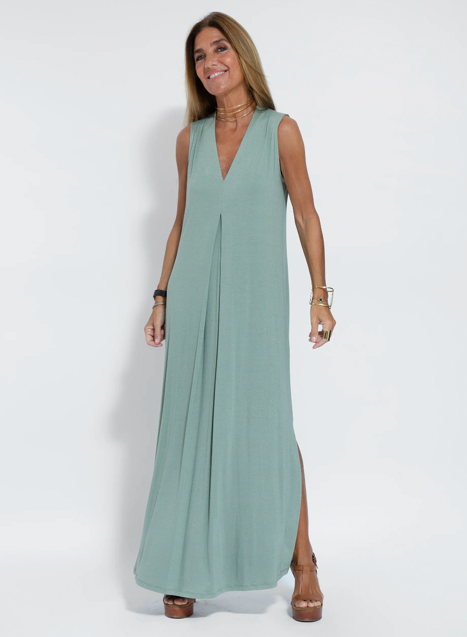 Maxi Dress and Vest Set – Sleeveless Full-Length Gown