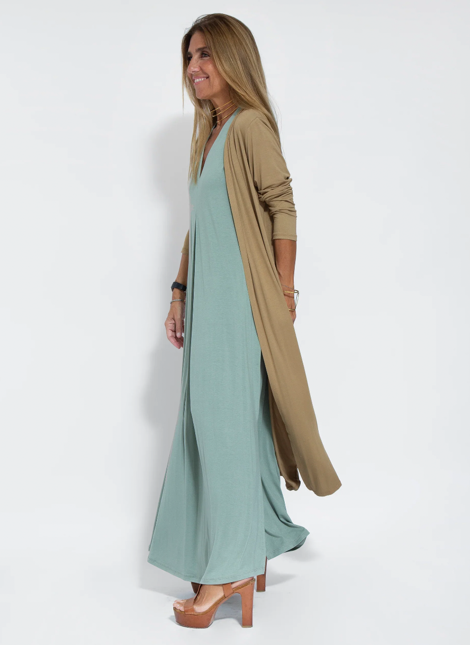 Maxi Dress and Vest Set – Sleeveless Full-Length Gown