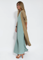 Maxi Dress and Vest Set – Sleeveless Full-Length Gown