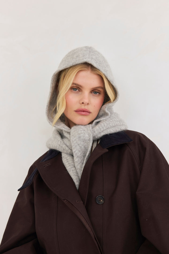 Alpaca Soft Ribbed Hooded Scarf