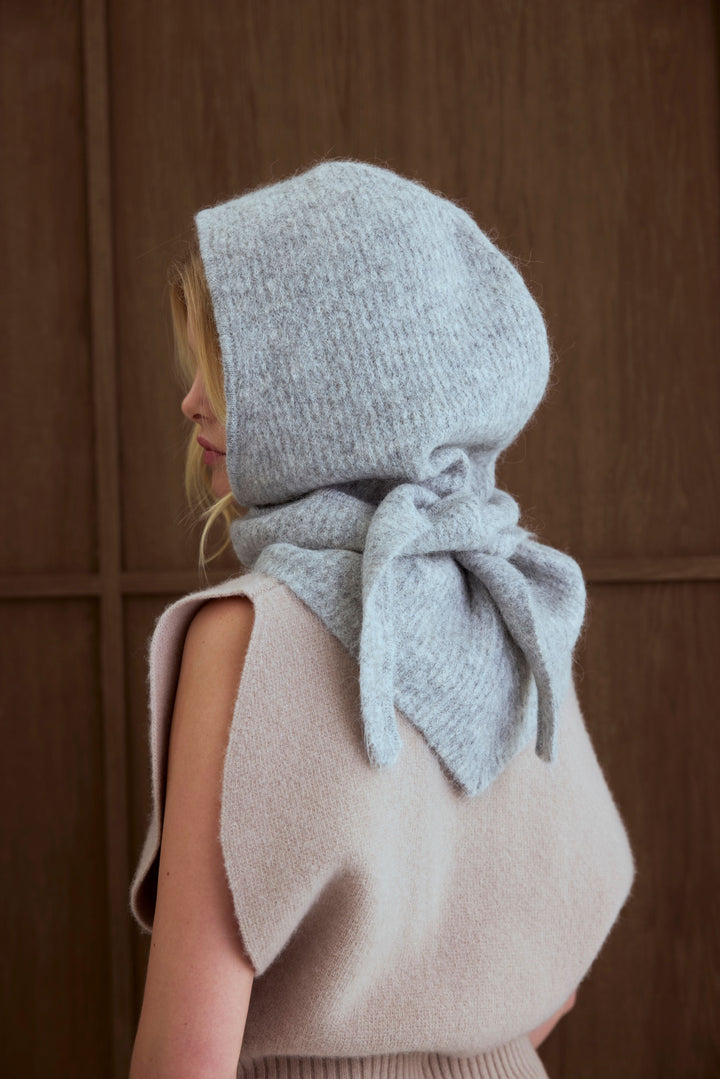 Alpaca Soft Ribbed Hooded Scarf