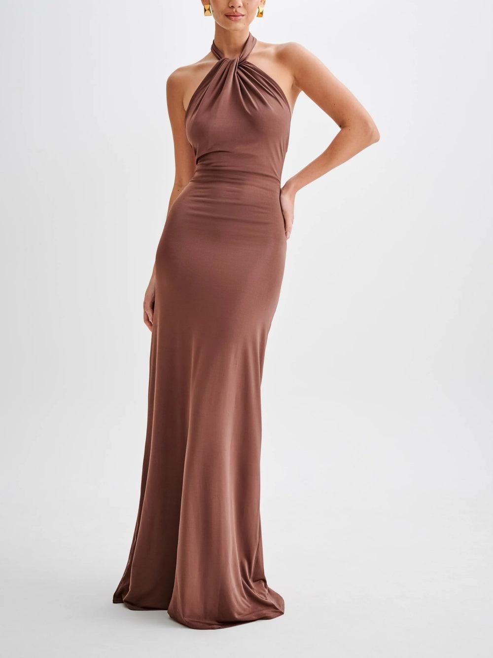 Stylish Maxi Dress with High Neckline