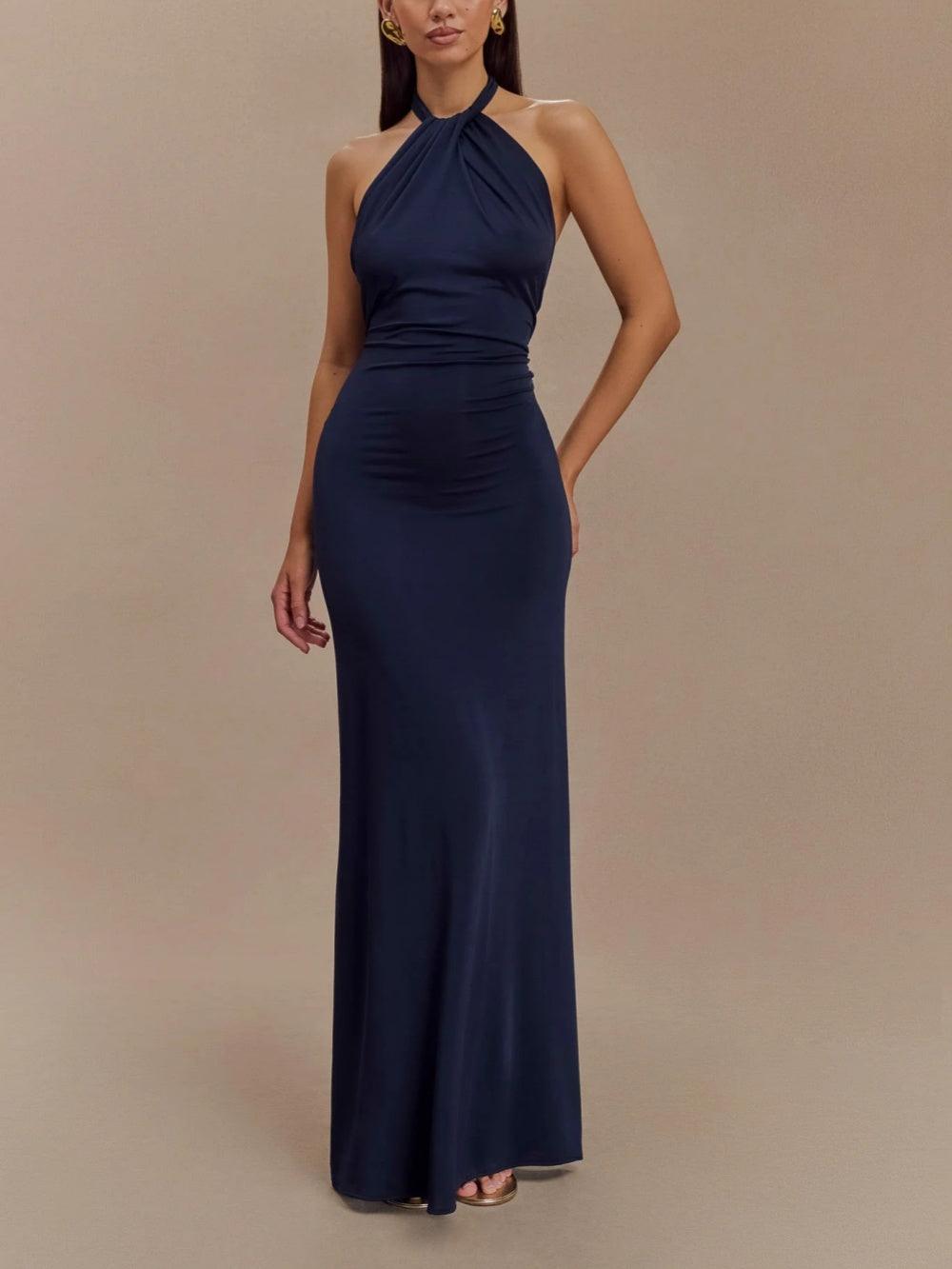 Stylish Maxi Dress with High Neckline