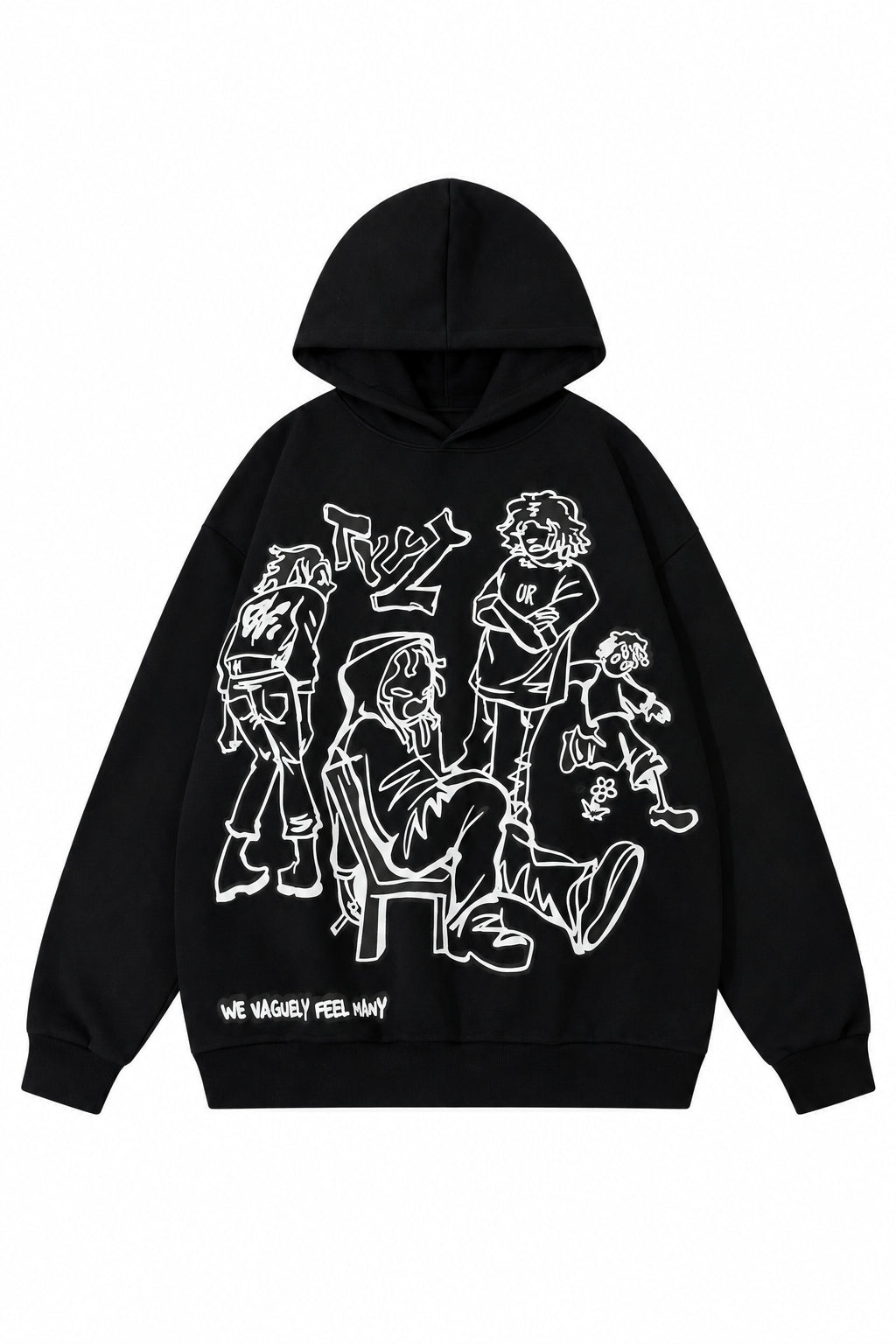 Anime Graphic Drop-Shoulder Hoodie