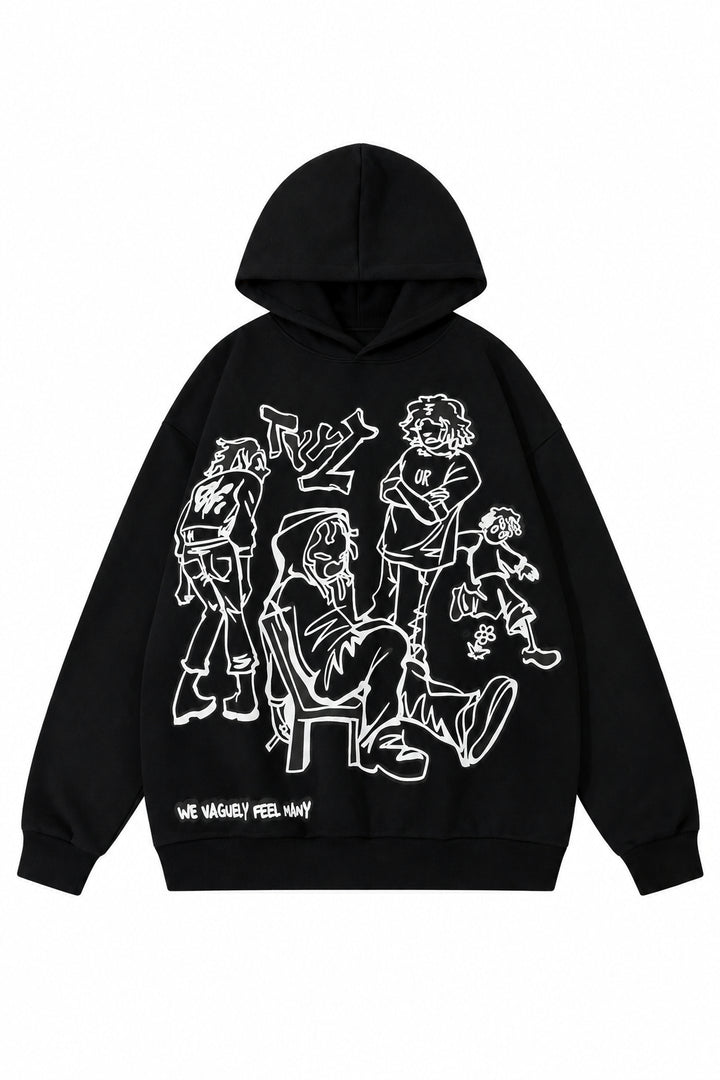 Anime Graphic Drop-Shoulder Hoodie