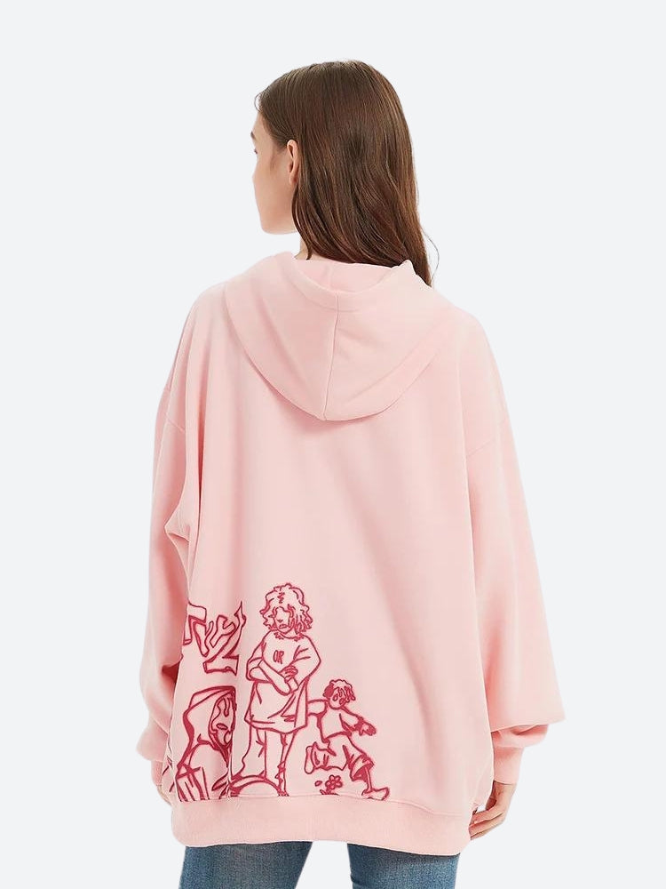 Anime Graphic Drop-Shoulder Hoodie