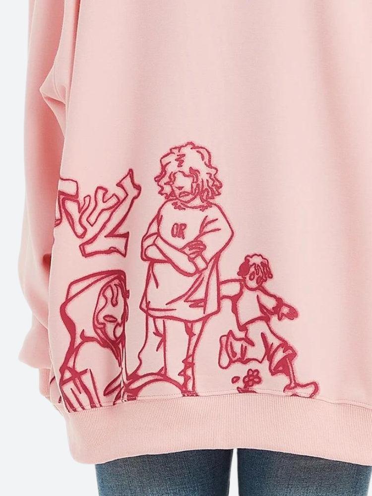Anime Graphic Drop-Shoulder Hoodie