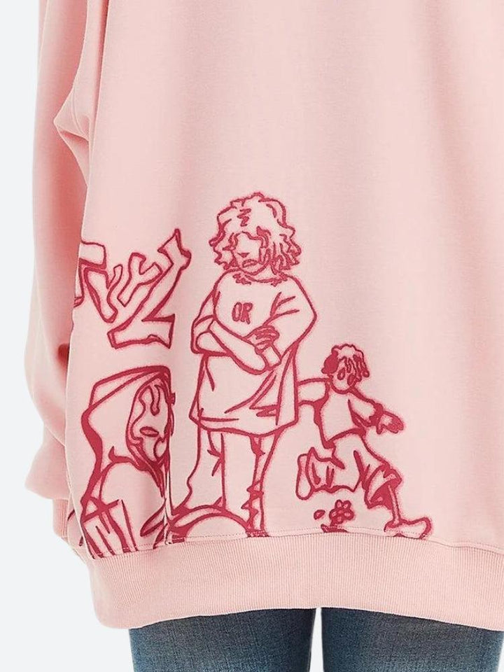 Anime Graphic Drop-Shoulder Hoodie