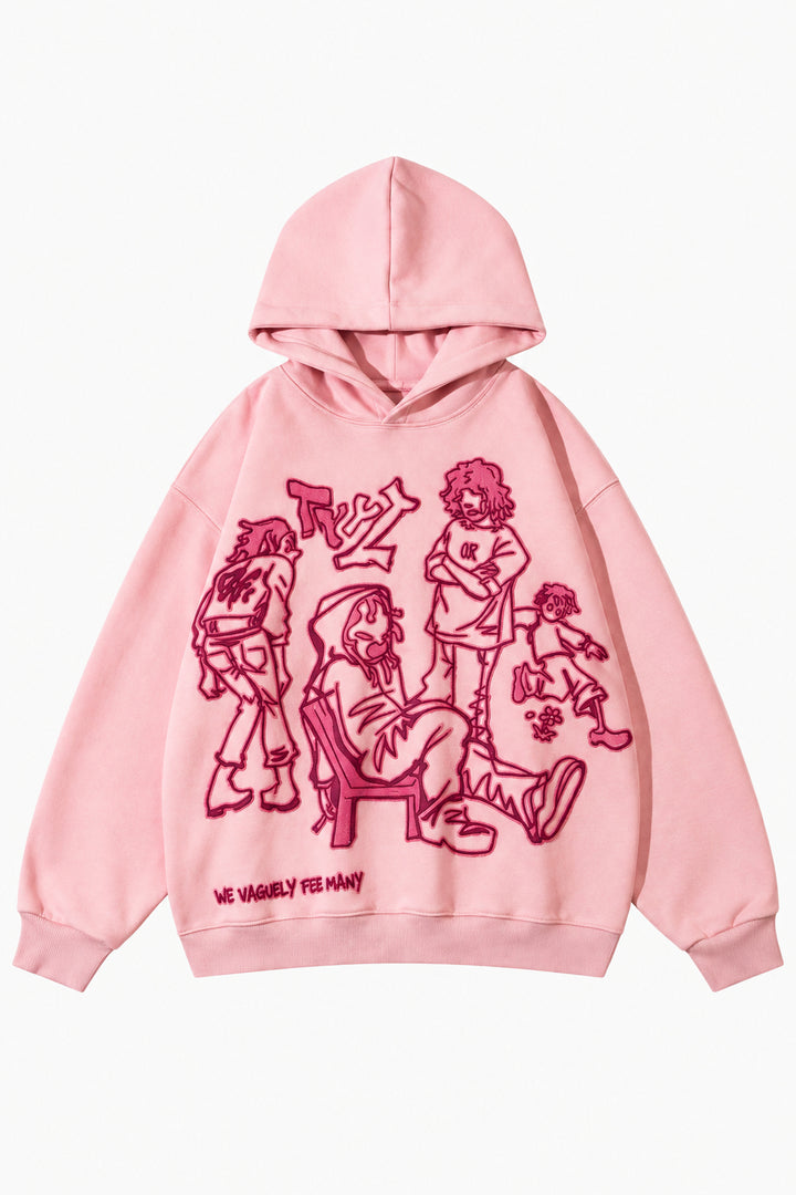 Anime Graphic Drop-Shoulder Hoodie