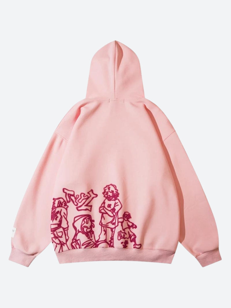 Anime Graphic Drop-Shoulder Hoodie