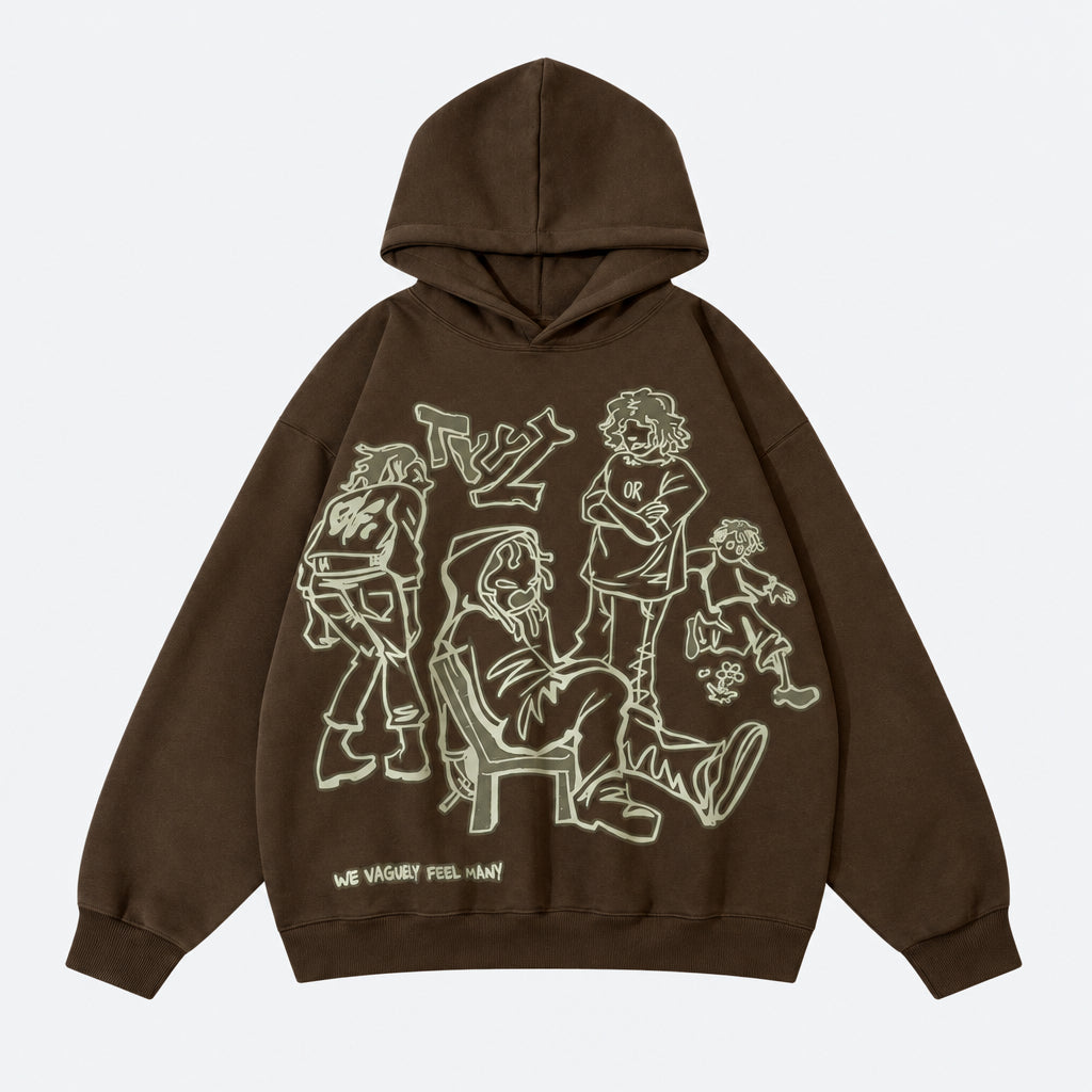 Anime Graphic Drop-Shoulder Hoodie