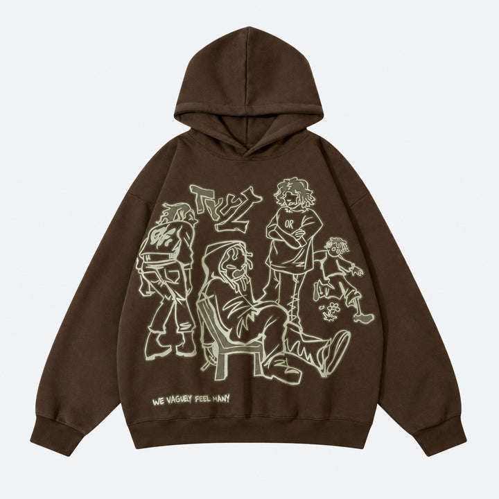 Anime Graphic Drop-Shoulder Hoodie